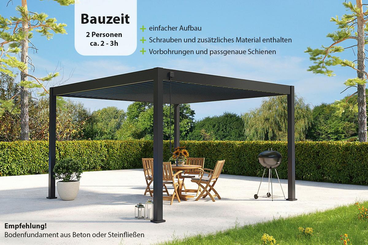 Pavillon Deluxe Plus 400x400cm Wetterfest, Gartenpavillon - Anthrazit, Basics, Metall (400/255/400cm) - WEIDE