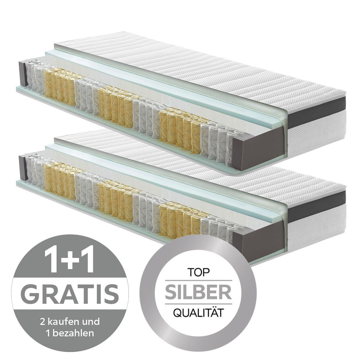 Taschenfederkernmatratze CASHMIRA 90x200 cm H4 H: 23 cm - Weiß, Textil (90/200cm) - Primatex