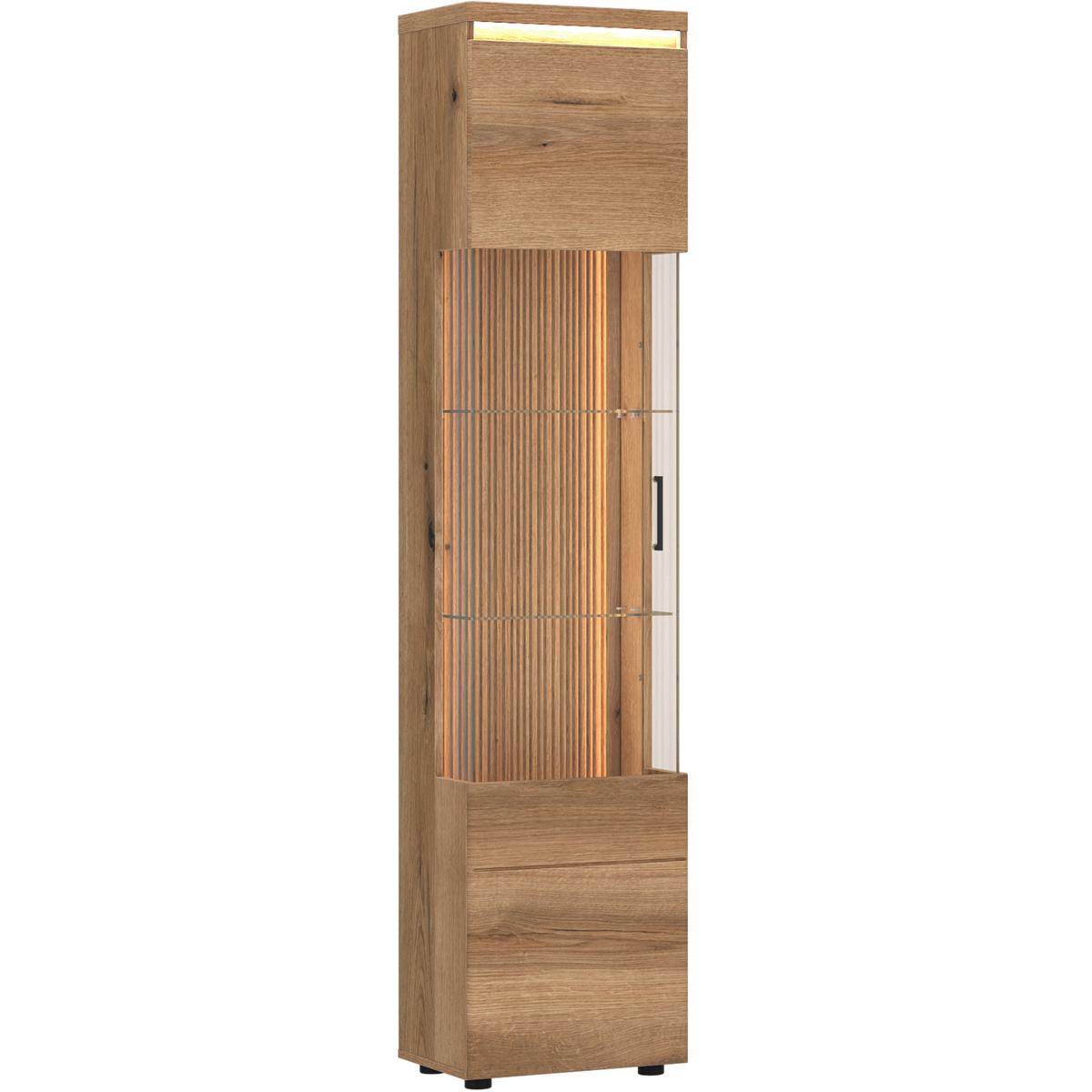 VITRINE Molina Eiche Dekor B: 45cm - Eichefarben/Schwarz, Basics, Glas/Holzwerkstoff (45/201,5/35,6cm)