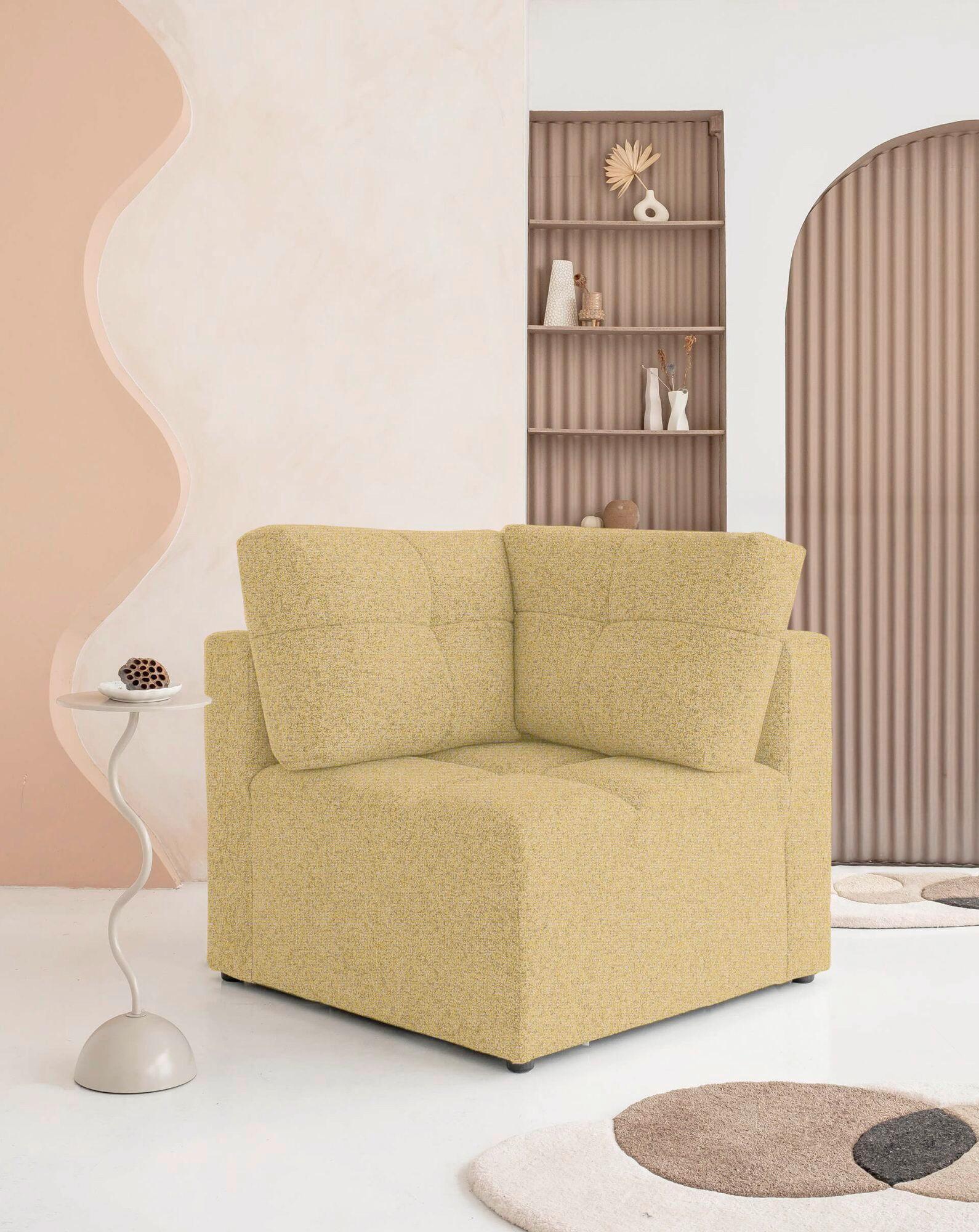 Sofaelement Lulu Gelb B: 91cm - Gelb/Schwarz, Design, Textil (91/94/91cm) - MID.YOU