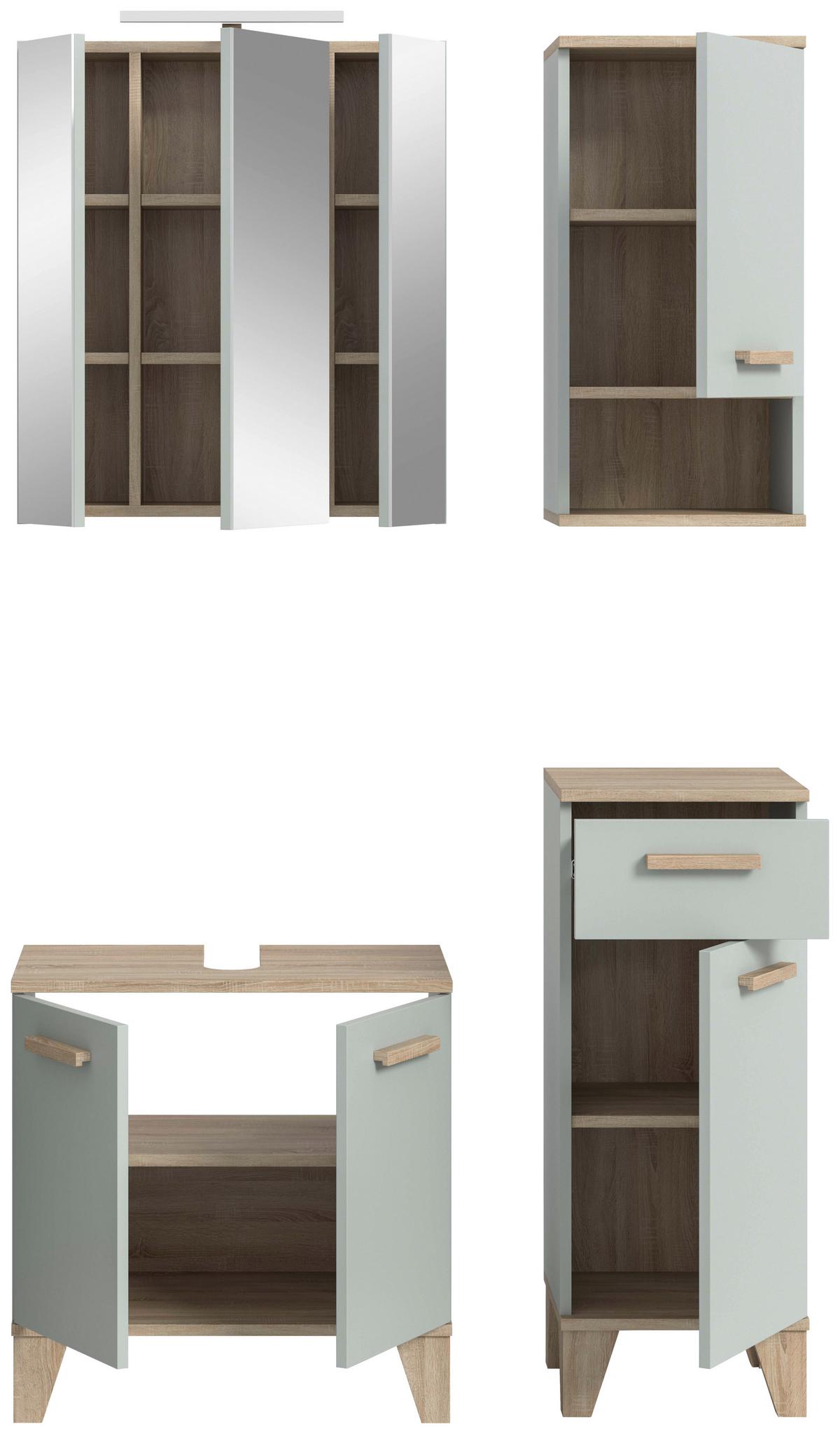 Badezimmer Kojak Graugrün/eiche - Eiche San Remo/Graugrün, MODERN, Holzwerkstoff (94cm) - MID.YOU