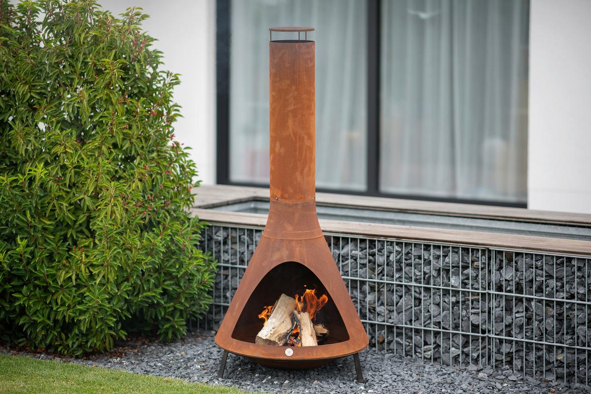 Grillschale Gartenkamin - Rot, KONVENTIONELL, Metall (70/70/160cm)