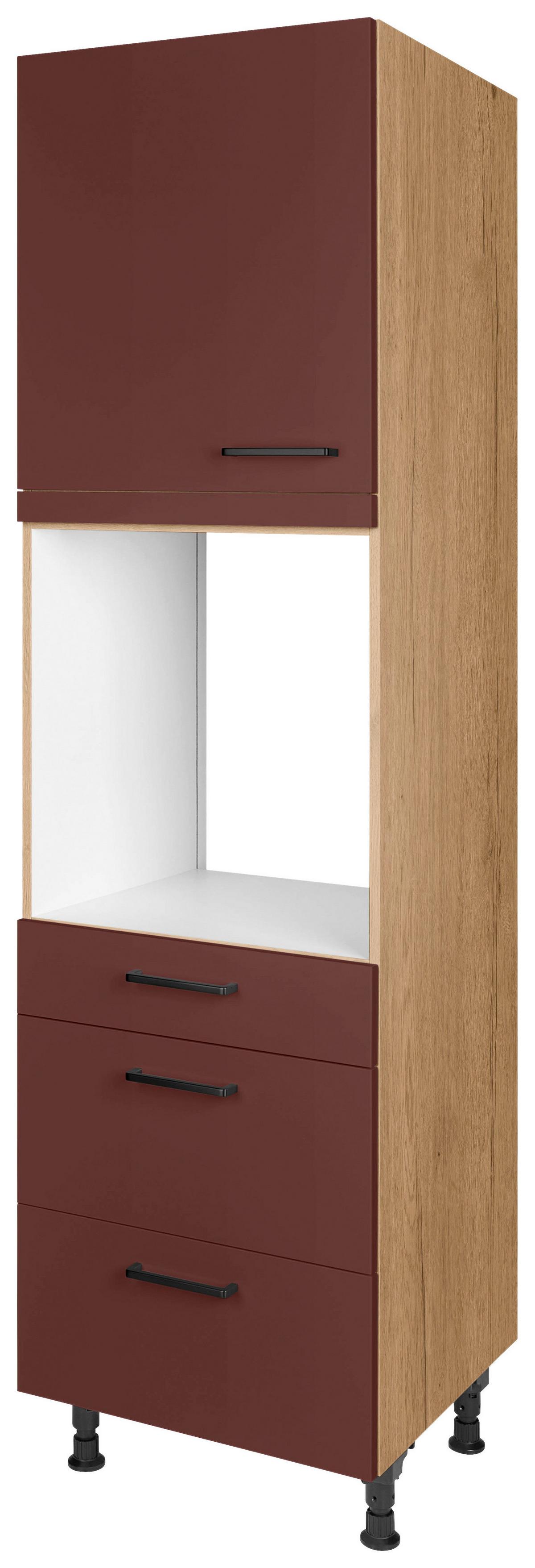 Geräteumbauschrank Easytouch - Eichefarben/Rot, MODERN, Holzwerkstoff (60/216,6/58cm) - Nobilia