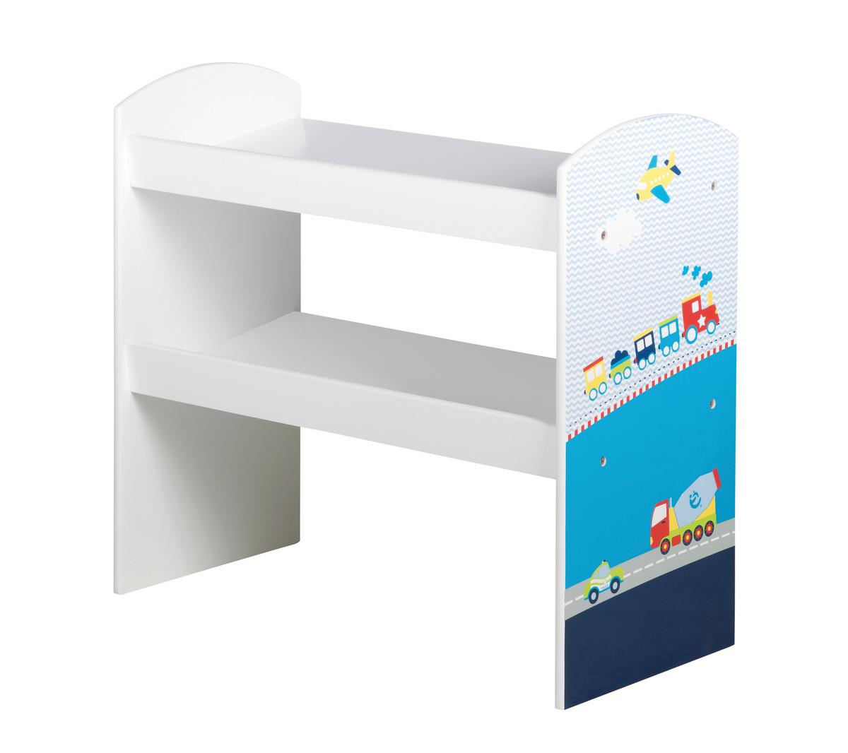 Kinderregal 450159d331 Spielregal - Türkis/Weiß, Basics, Holzwerkstoff/Textil (63,5/60/30cm) - Roba