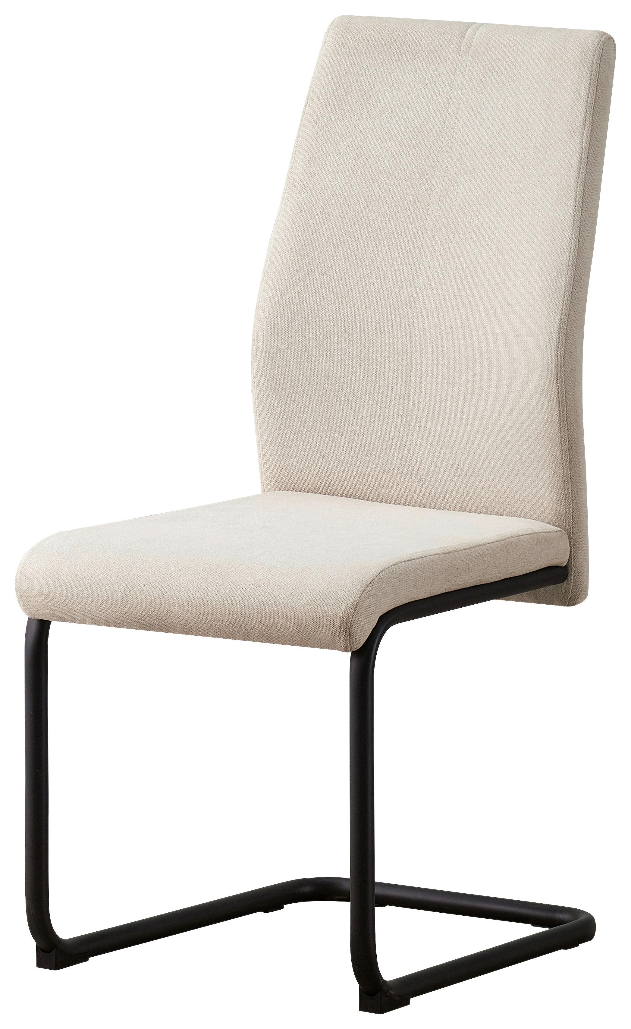 Schwingstuhl Anne Webstoff Creme Gepolstert - Creme/Schwarz, KONVENTIONELL, Textil/Metall (44/96/57cm)