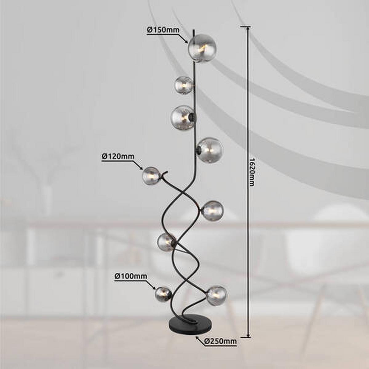 Led-stehleuchte 56133-9s - Schwarz, Design, Glas/Kunststoff (42,5/40/162cm) - Globo