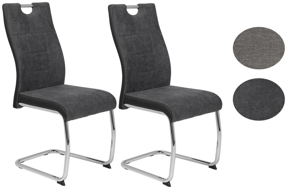 Schwingstuhl Alina S Anthrazit Gepolstert 2er-Set - Chromfarben/Anthrazit, MODERN, Textil/Metall (43/98/59cm) - MID.YOU