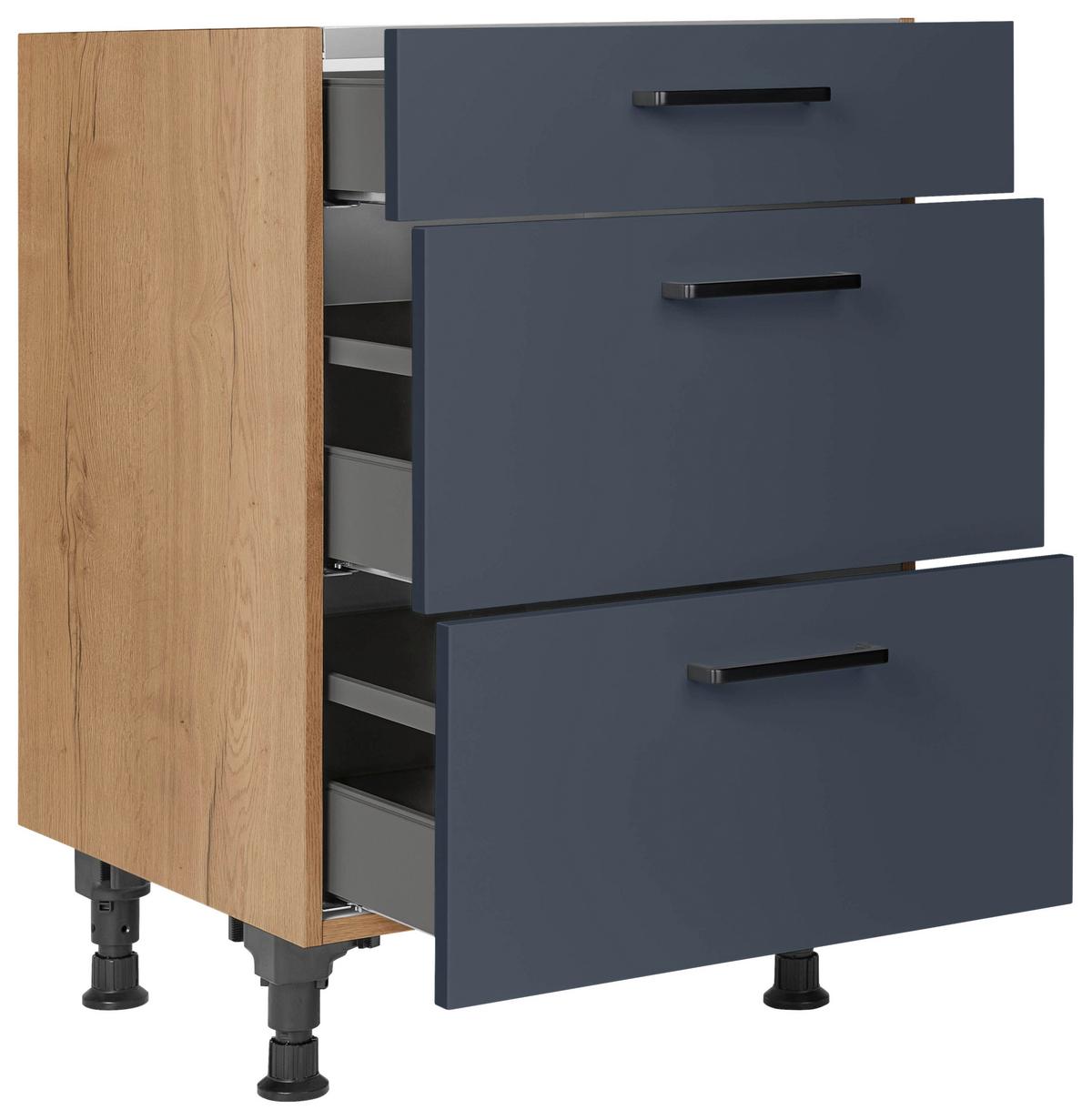 Kochfeldumbauschrank Easytouch - Blau/Eichefarben, MODERN, Holzwerkstoff (60,0/87,0/56,0cm) - Nobilia