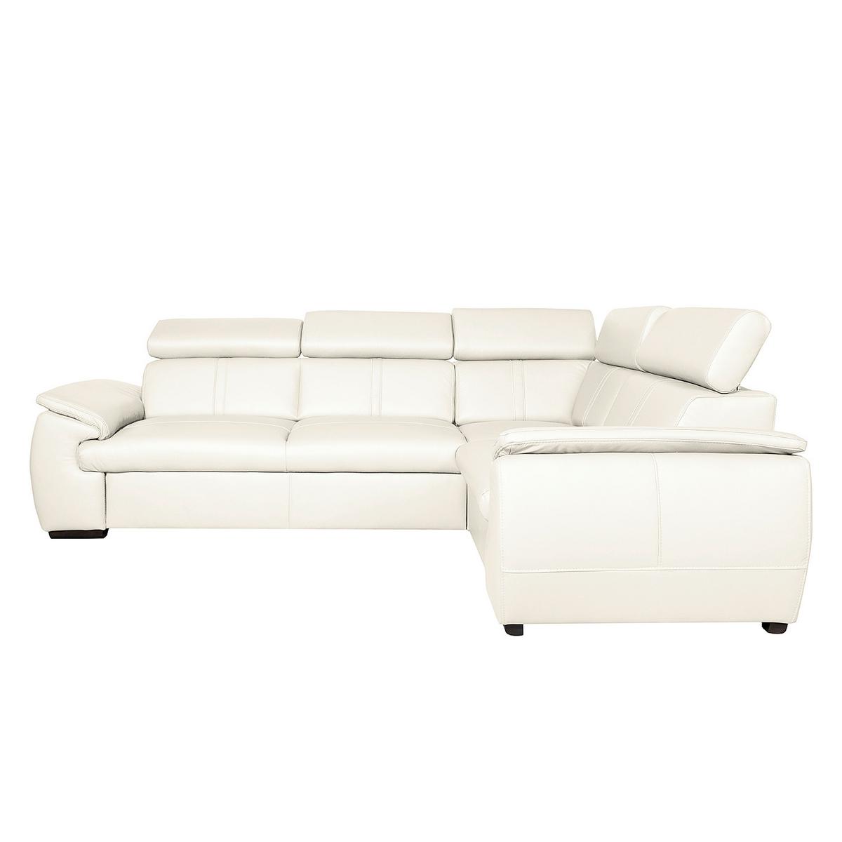 Ecksofa City Weiß B: 265x193 Cm - Wengefarben/Weiß, Design, Leder (265/193cm) - Livetastic