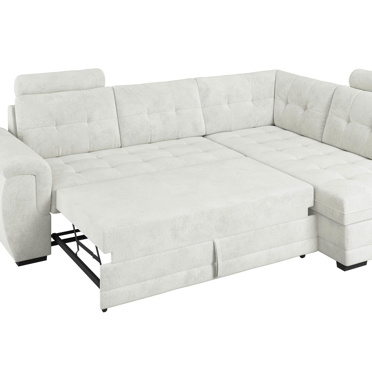 Ecksofa mit Schlaffunktion Falco new Creme 251x183 cm - Creme/Schwarz, KONVENTIONELL, Textil (251/183cm) - Ondega