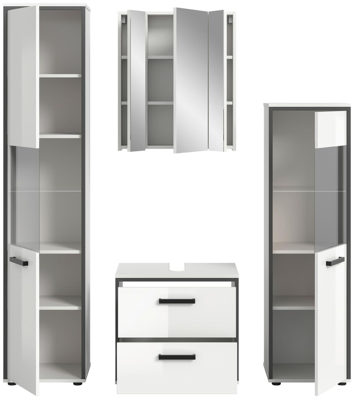 Badezimmer Kojak Schwarz/weiß K: 140 Cm - Weiß Hochglanz/Schwarz, MODERN, Holzwerkstoff (140cm) - MID.YOU