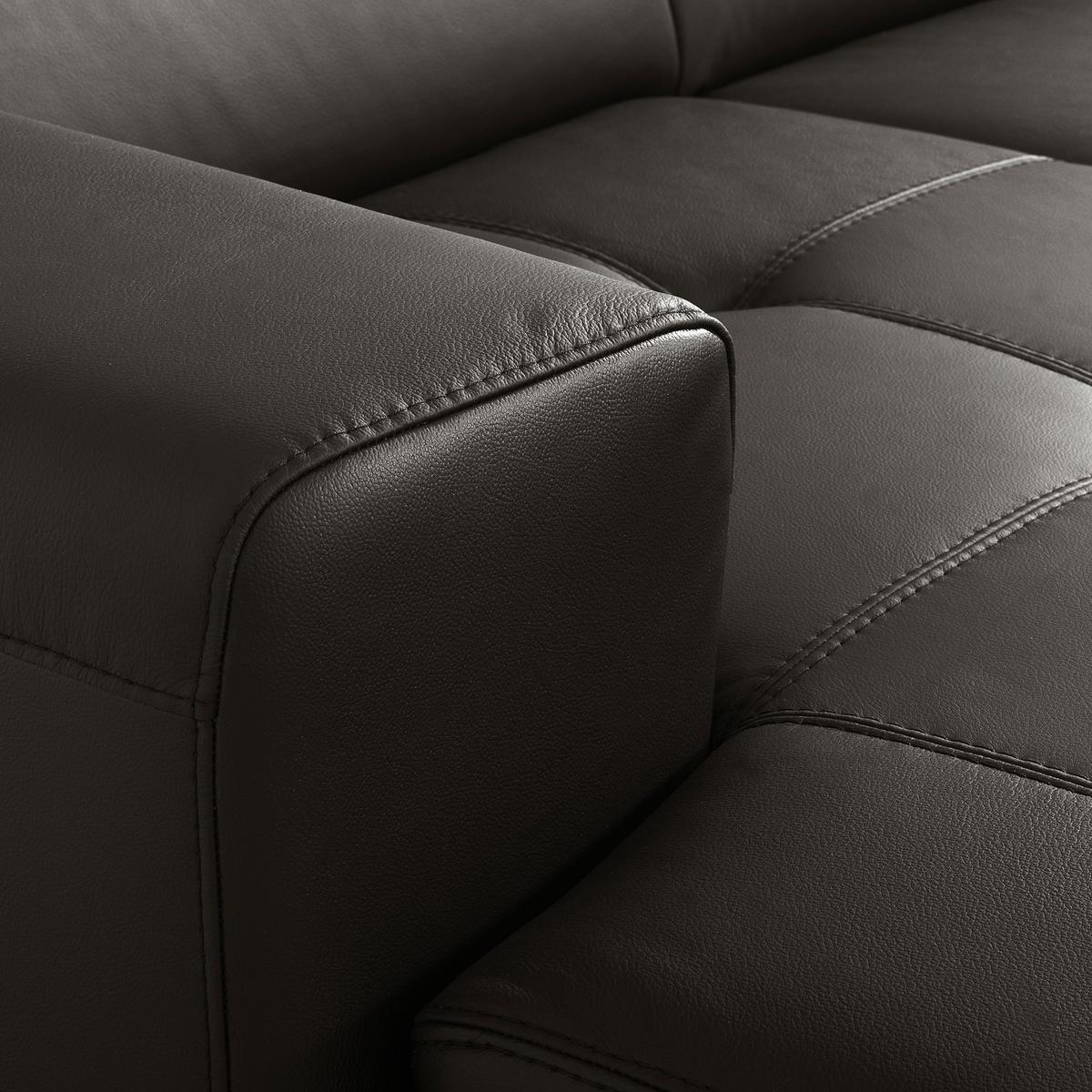 Ecksofa Torino Teilleder Dunkelbraun 173x247 - Dunkelbraun/Schwarz, Design, Leder/Textil (173/247cm) - Livetastic