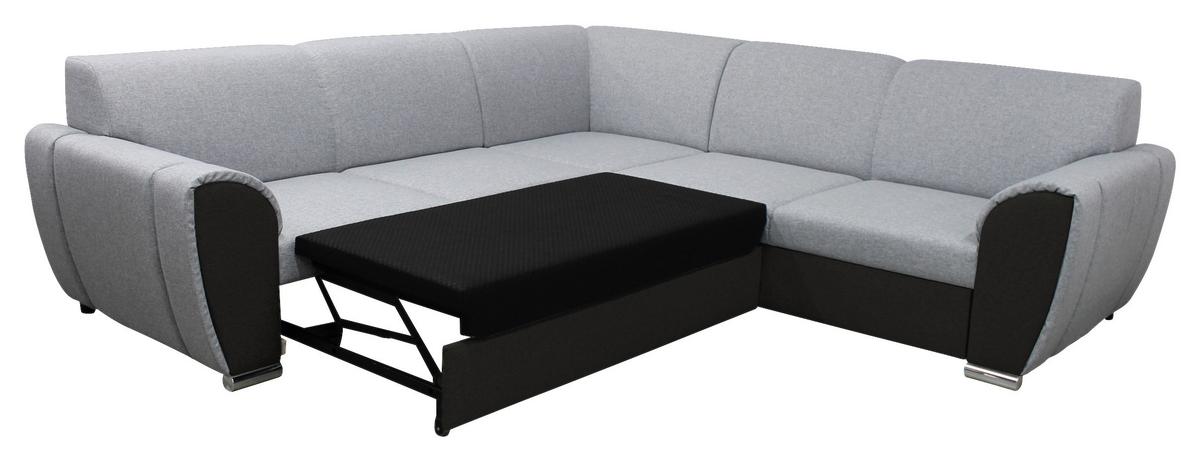 Ecksofa mit Schlaffunktion Delux Schwarz/Hellgrau - Silberfarben/Hellgrau, Design, Textil (266/266cm) - Livetastic