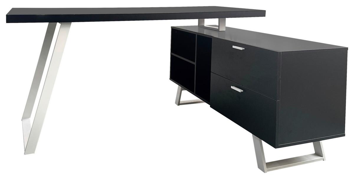 Eckschreibtisch M. Stauraum B: 150 Cm H: 75 Cm Corinna - Weiß/Grau, MODERN, Holzwerkstoff/Metall (150/60/75cm) - MID.YOU