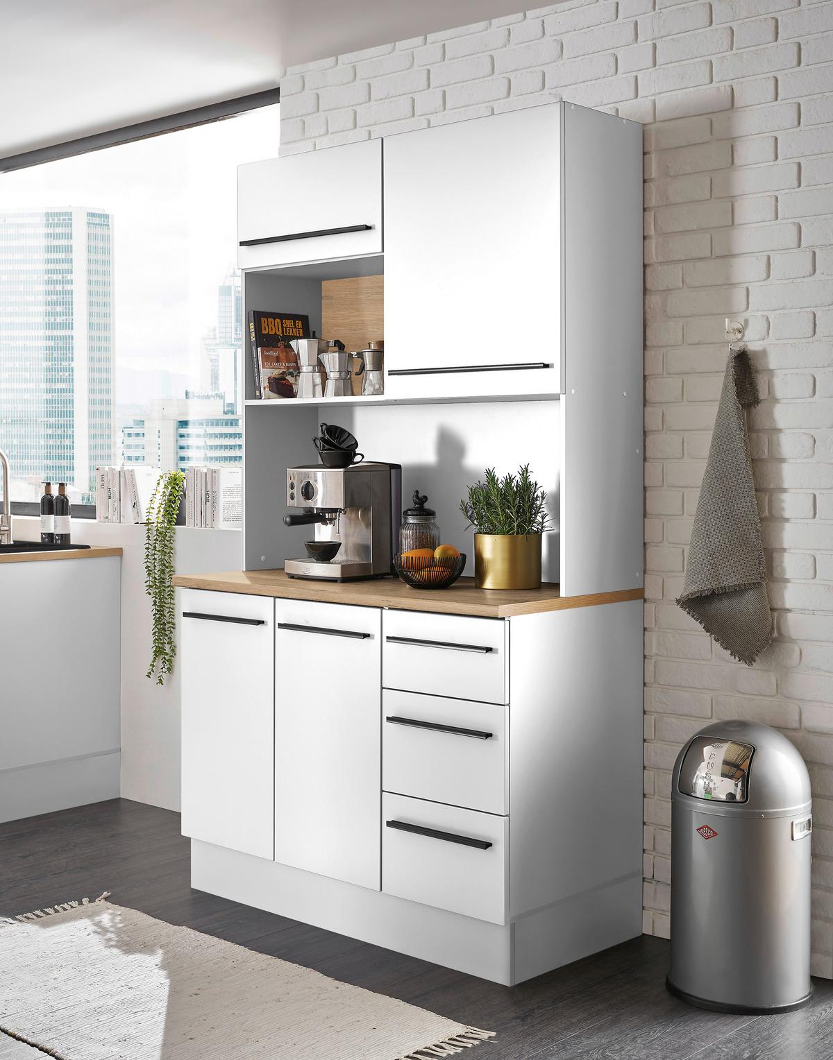 KREDENC DENVER 120 WHITE - bílá/černá, Design, kompozitní dřevo/plast (120/211/60cm) - MID.YOU