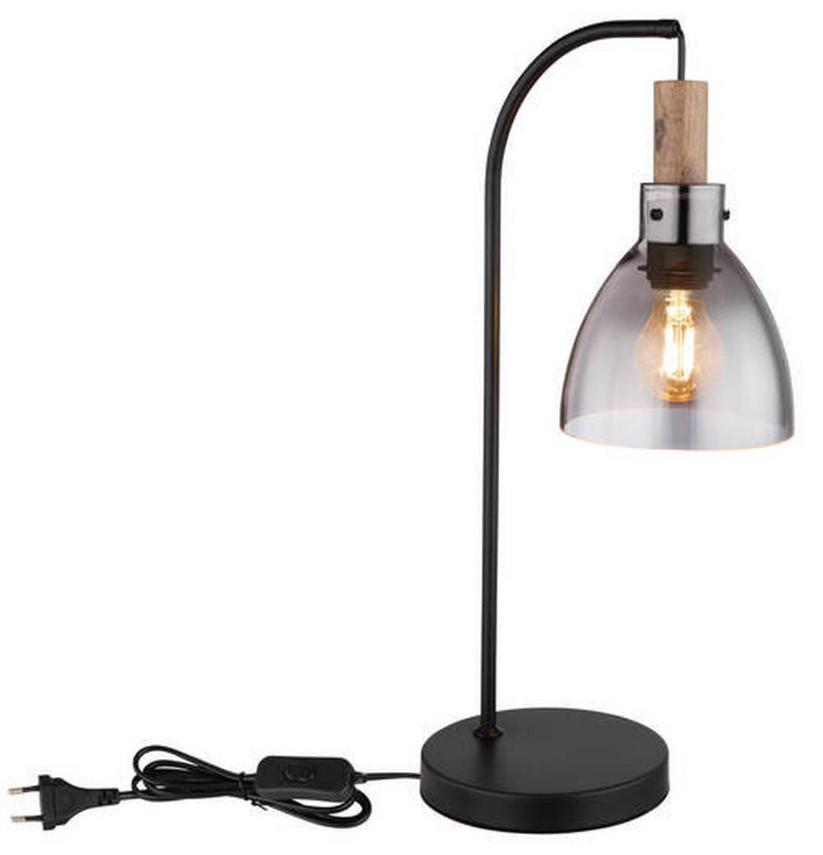 Tischleuchte 15550t - Schwarz, Design, Glas/Holzwerkstoff (25/18/55cm) - Globo