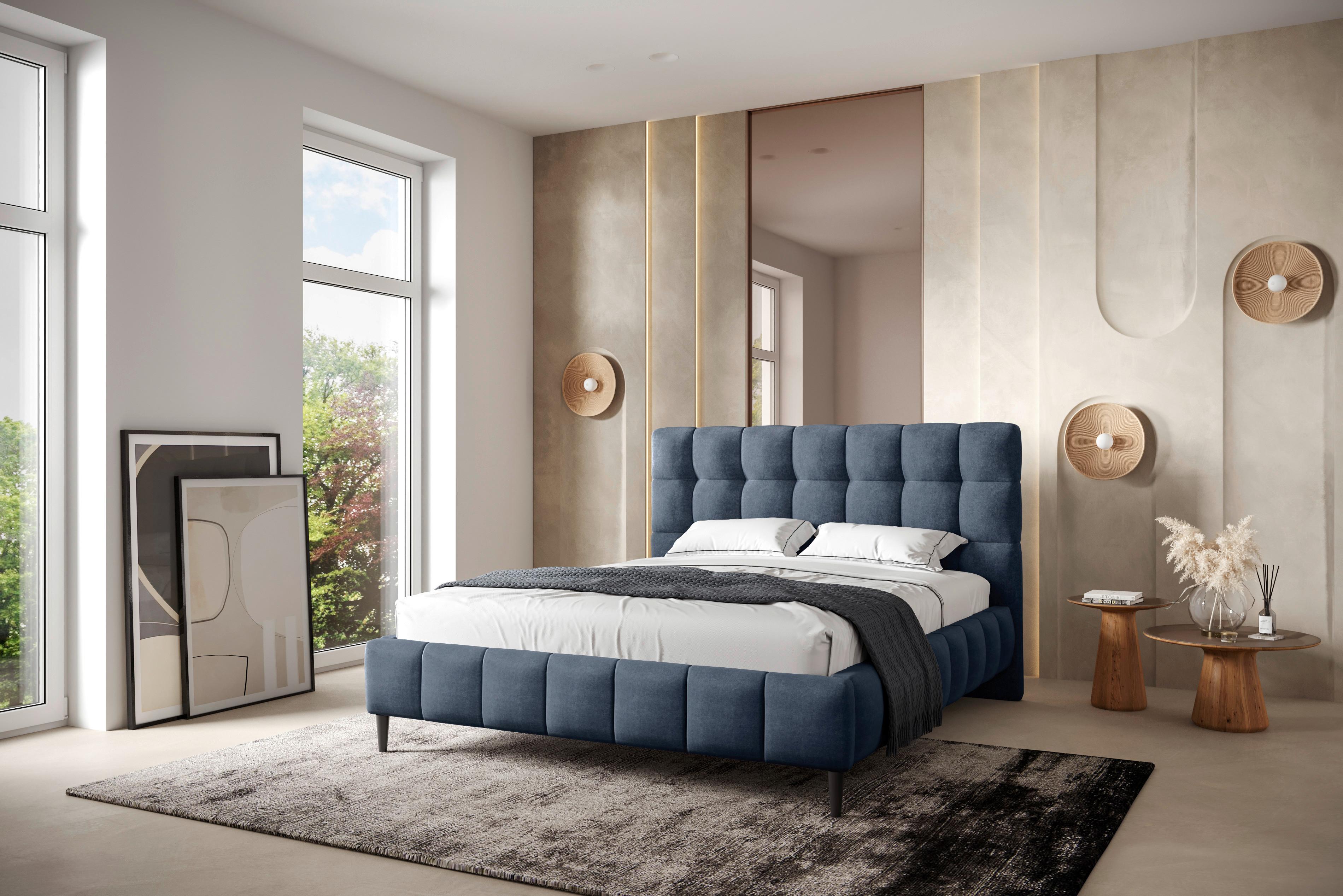 POLSTERBETT Magic Blau 180x200 cm - Blau/Schwarz, MODERN, Holz/Holzwerkstoff (180/200cm) - Livetastic