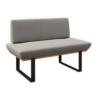 Sitzbank Tristan Webstoff hellgrau, B: 130cm - Hellgrau/Schwarz, MODERN, Holz/Textil (130/48/90cm) - James Wood