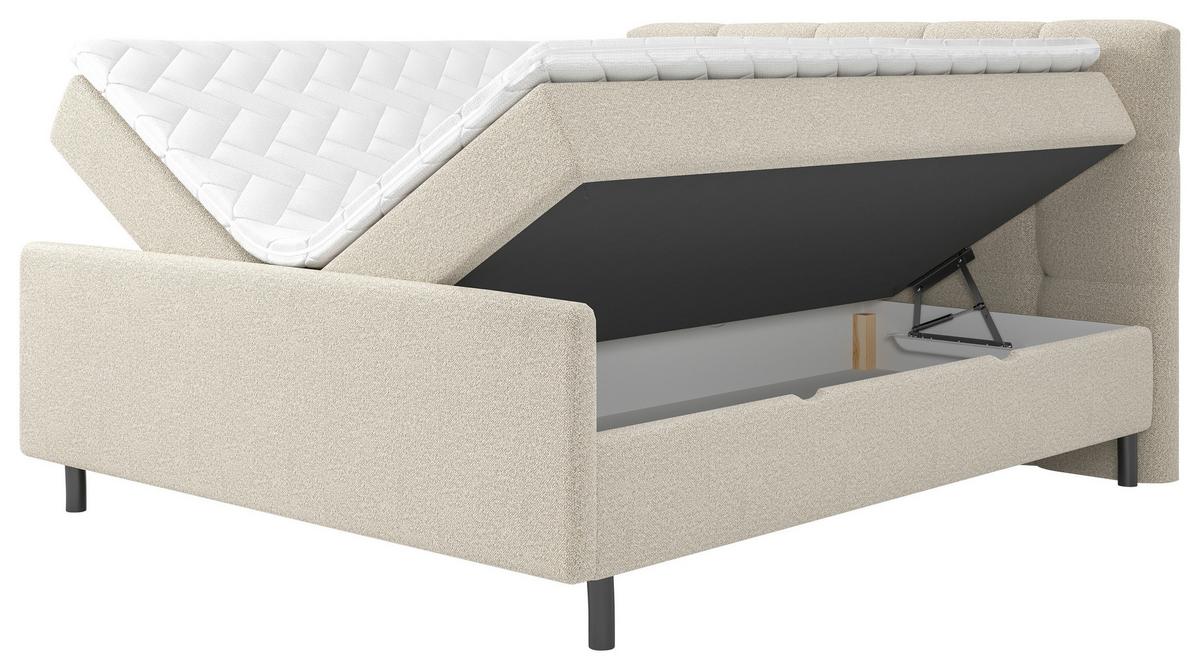 Posteľ boxspring MARBELLA 180x200, béžová - čierna/béžová, Modern, kov/drevo (180/200cm) - Bessagi Home