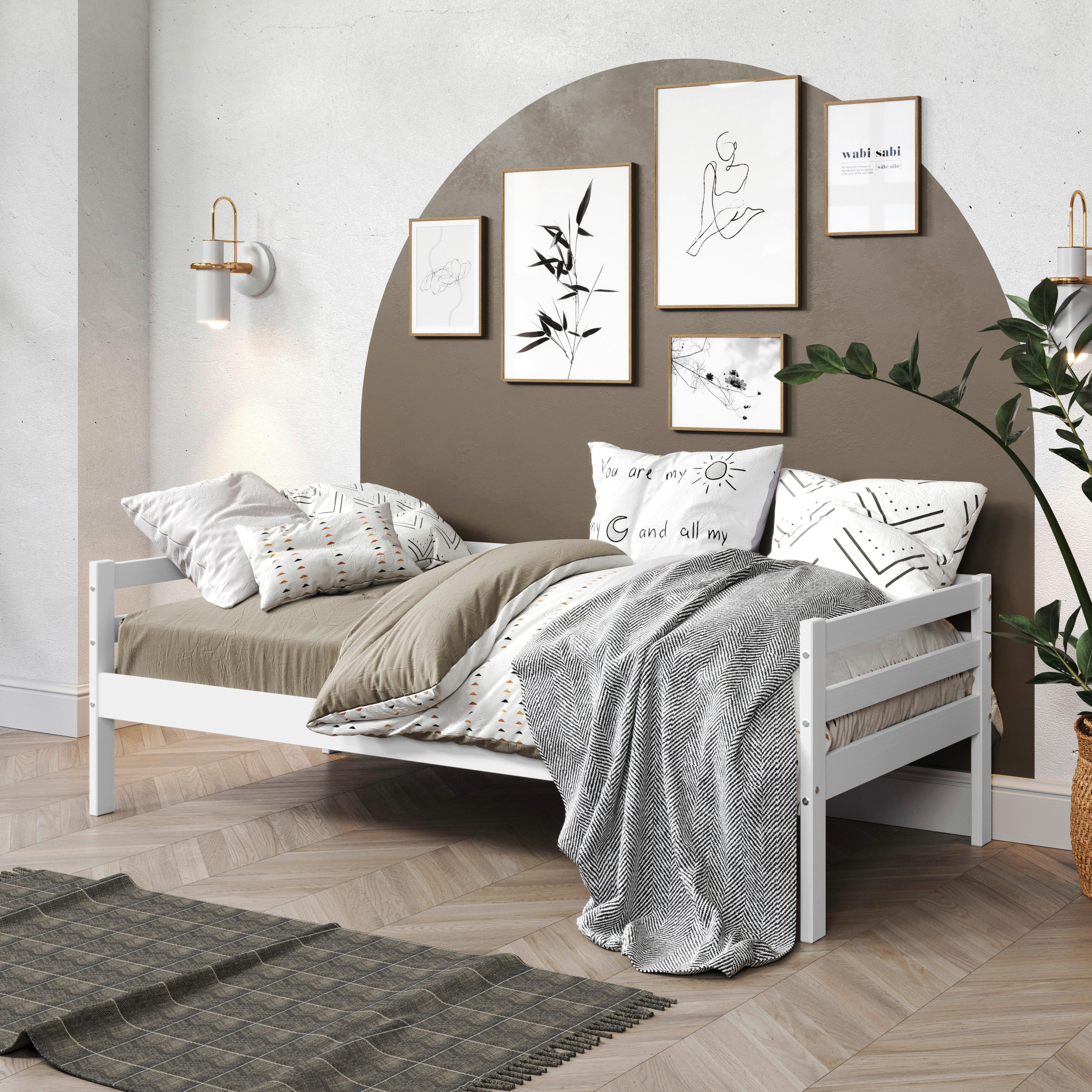 Ágykeret Cozy 90/200 Cm - natúr/fehér, Basics, fa (204,5/62/95,5cm) - MID.YOU