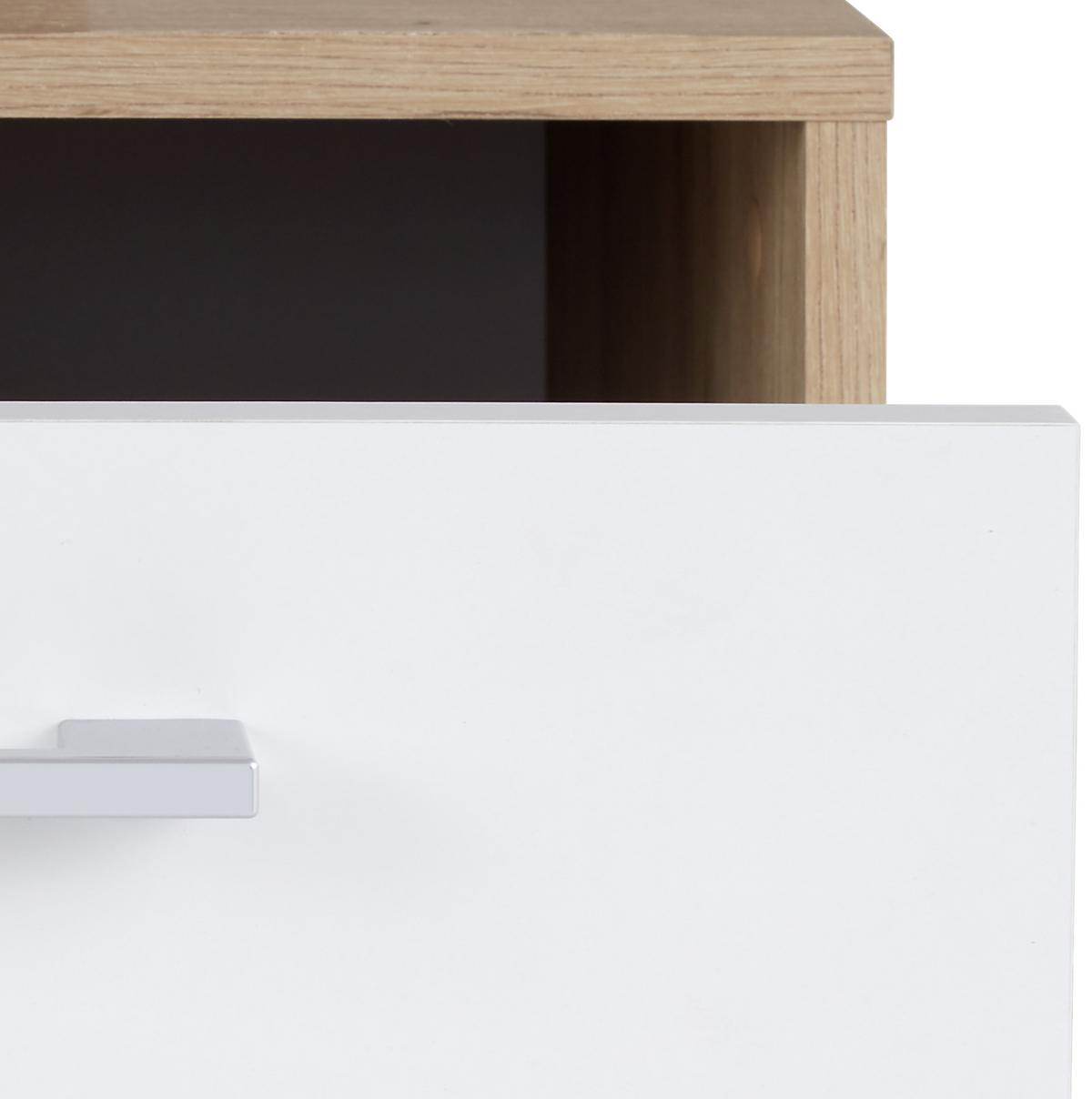 Nachtkästchen Eiche Dekor/weiß H: 37 Cm Box - Eichefarben/Alufarben, MODERN, Holzwerkstoff (50/37/50cm) - Ondega