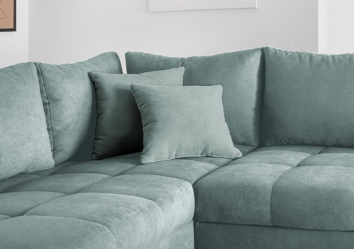 Eckschlafsofa Alvito Mintgrün S: 202/298 Cm - Silberfarben/Mintgrün, Design, Textil (202/298cm) - MID.YOU
