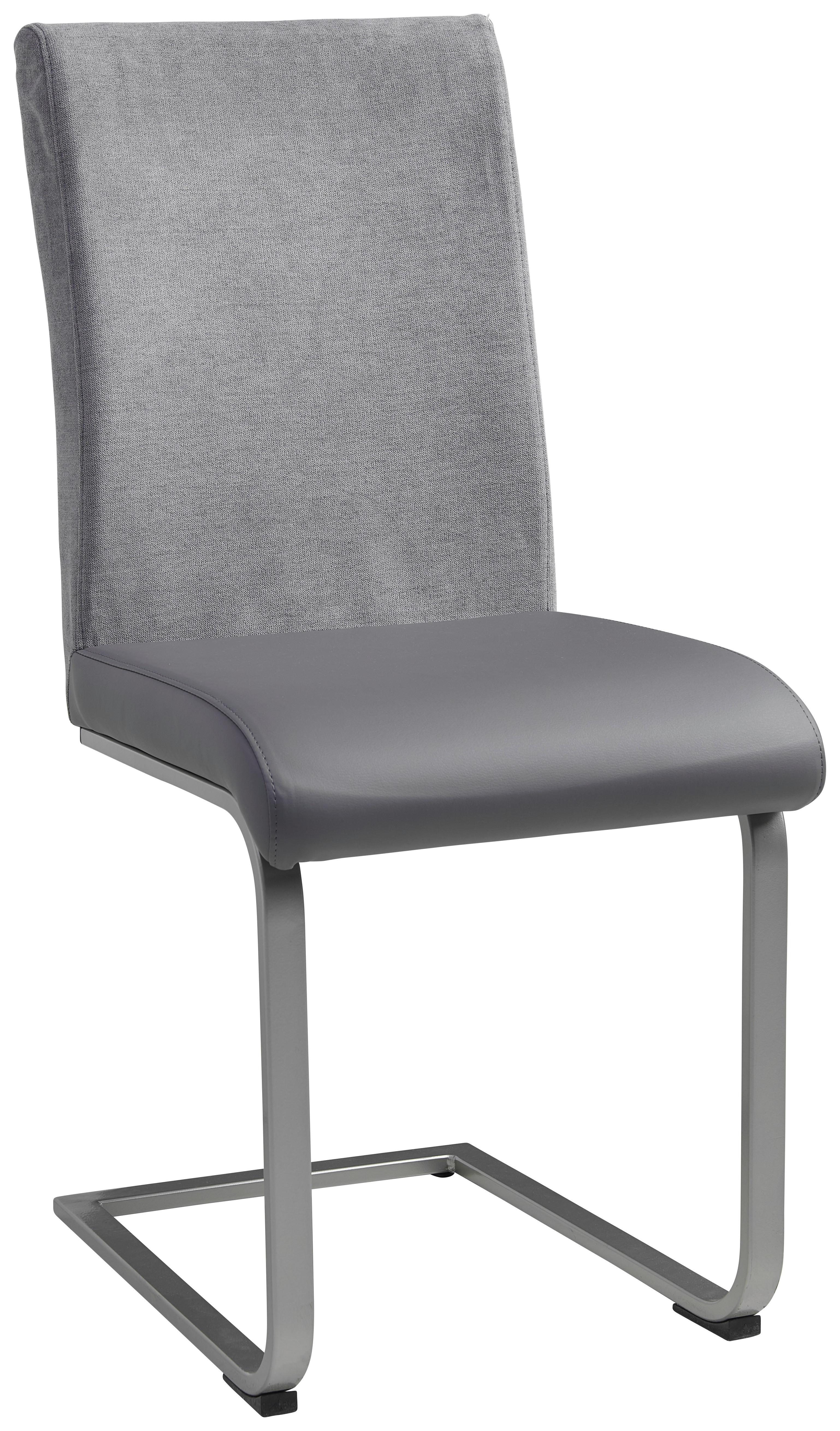 Schwingstuhl Valun 2 Lederlook Grau Gepolstert - Grau, KONVENTIONELL, Karton/Holz (45/96/52cm)
