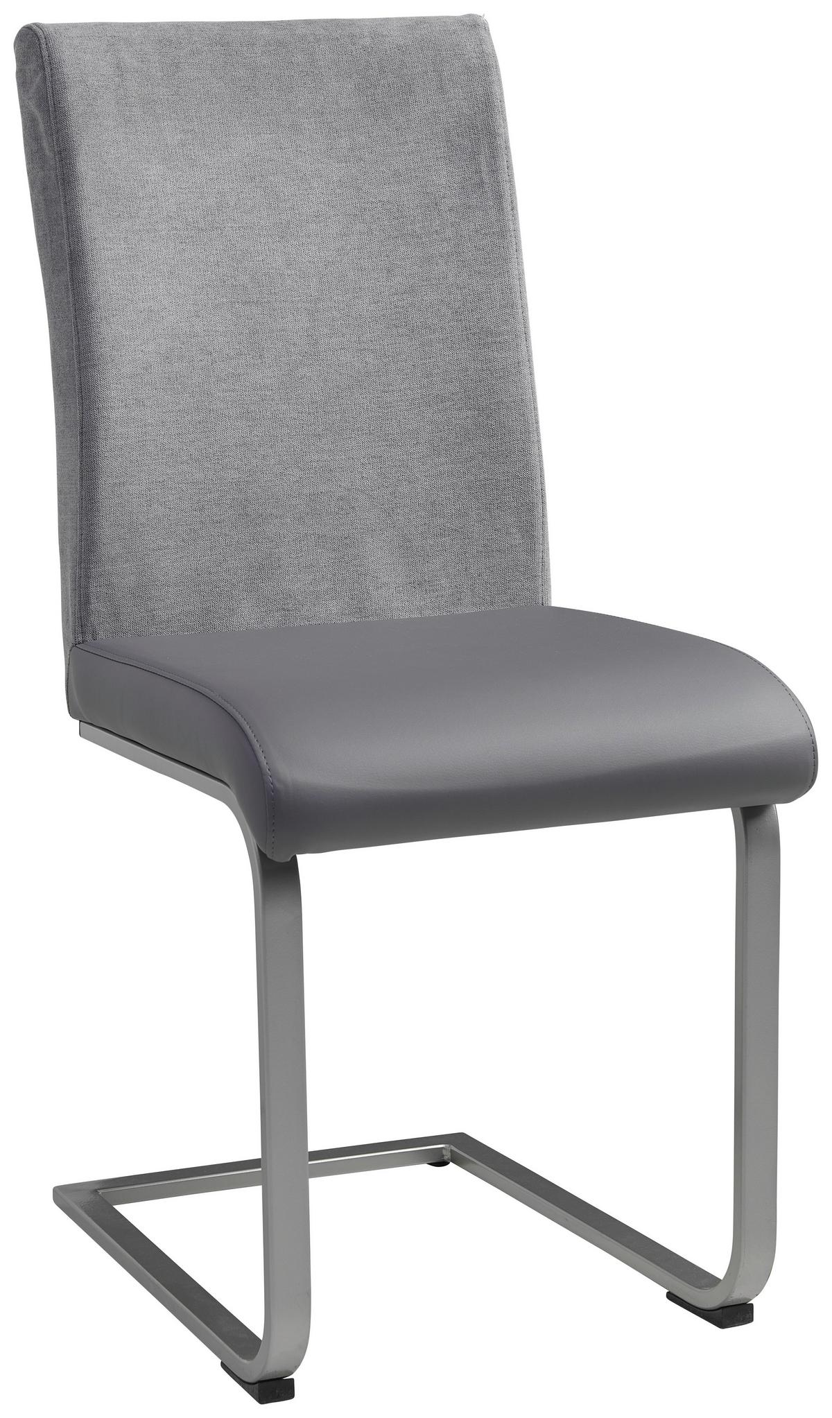Schwingstuhl Valun 2 Lederlook Grau Gepolstert - Grau, KONVENTIONELL, Karton/Holz (45/96/52cm)