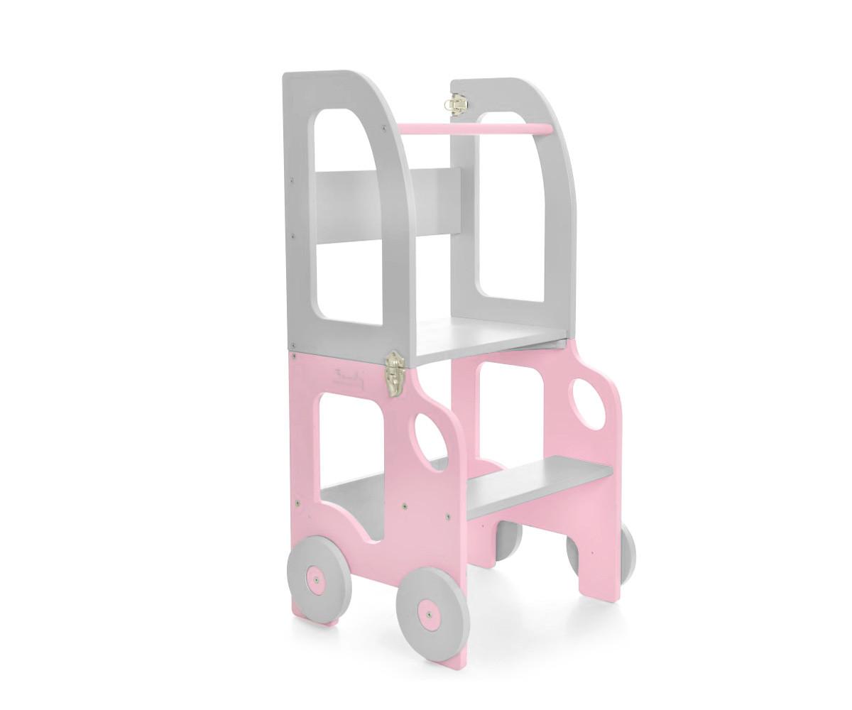 Hochstuhl Car Step Stool Aus Holz Grau/pink - Pink/Grau, Basics, Holz (38/90/40cm)