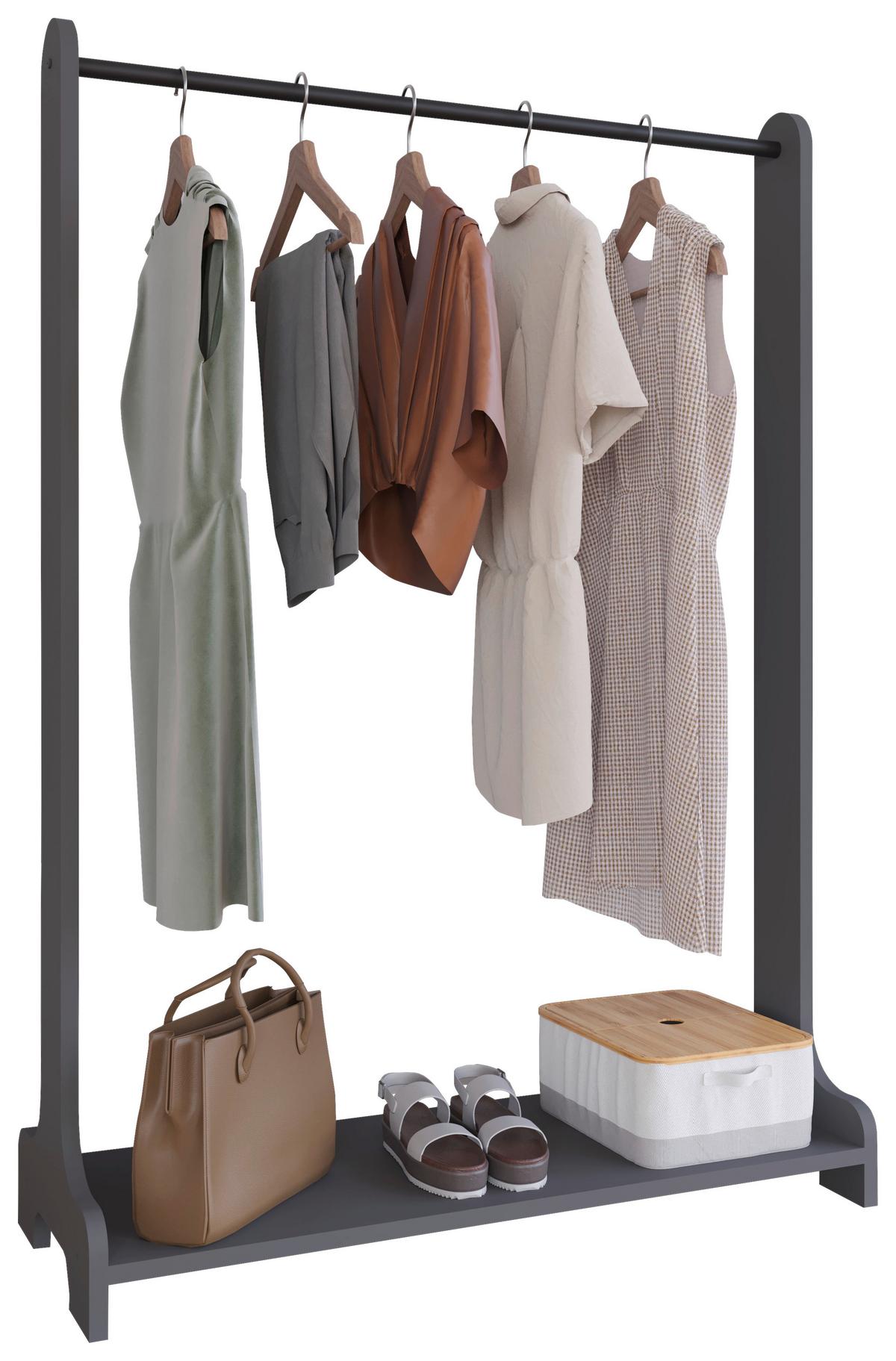 Garderobenständer Lempu Anthrazit B: 89 cm - Anthrazit, Design, Holzwerkstoff/Metall (89/128/35cm) - MID.YOU