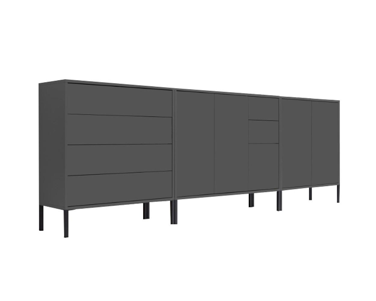 Sideboard Mailand Anthrazit B: 263,5cm - Anthrazit, MODERN, Holzwerkstoff (263,5/86/33cm) - MID.YOU