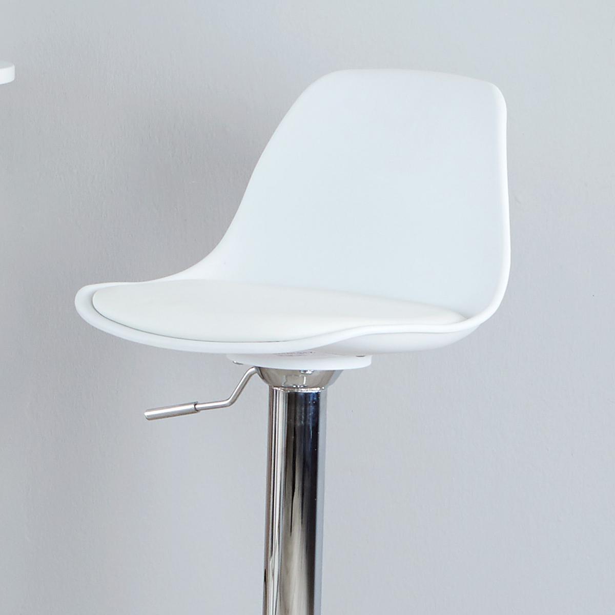 Barhocker-2er Set Scandi höhenverstellbar mit Lehne - Chromfarben/Weiß, MODERN, Kunststoff/Textil (41,5/84-104/37,5cm) - MID.YOU
