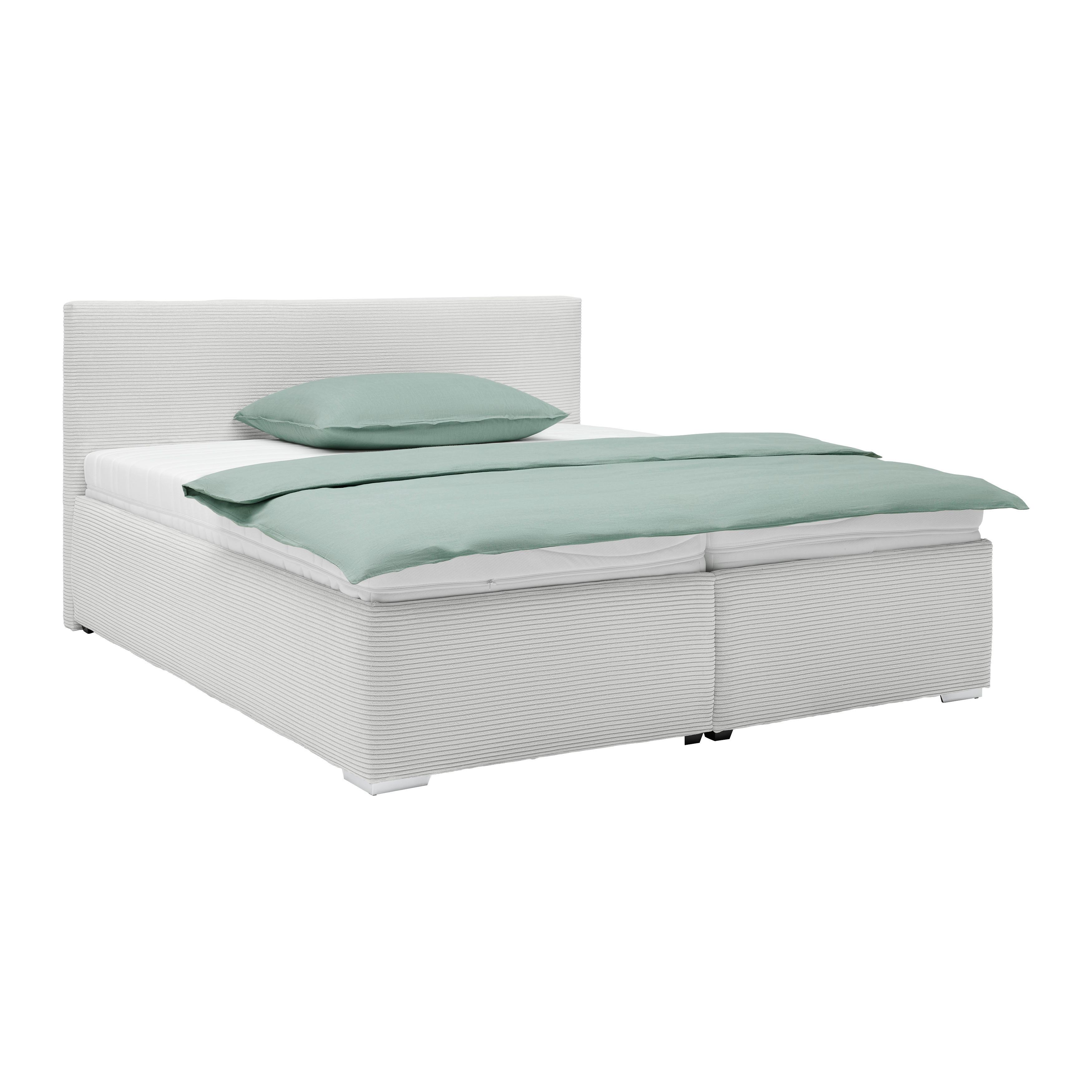 Čalúnená posteľ LESIA 180x200cm, poťah pieskový - piesková/biela, Konventionell, kompozitné drevo/textil (180/200cm)