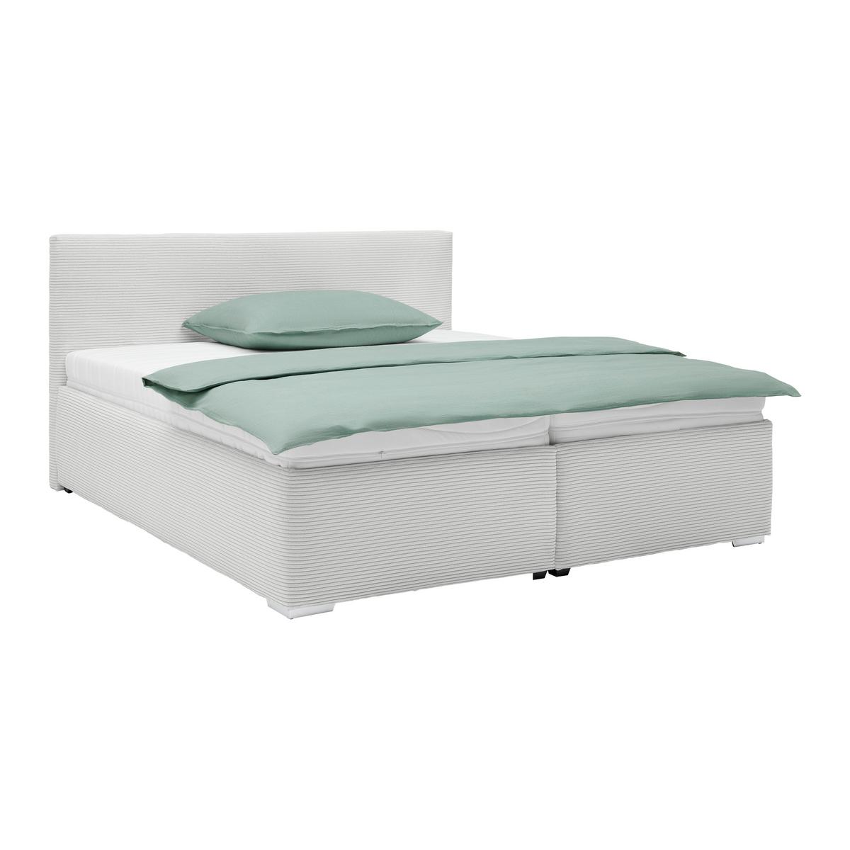 Čalúnená posteľ LESIA 160x200cm, poťah pieskový - piesková/biela, Konventionell, kompozitné drevo/textil (160/200cm)