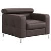 Polstersessel Sammy Braun Leder - Chromfarben/Graubraun, Design, Leder (99/78-92/106cm) - Livetastic