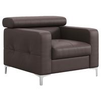 Polstersessel Sammy Braun Leder - Chromfarben/Graubraun, Design, Leder (99/78-92/106cm) - Livetastic