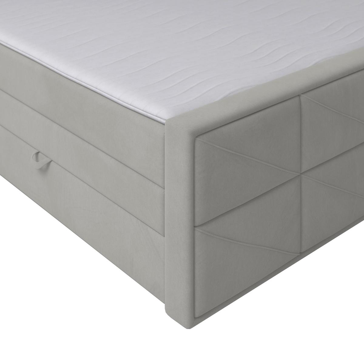 Boxspringbett mit Bettkasten Helsinki 180x200 cm Hellgrau - Hellgrau/Schwarz, MODERN, Karton/Holzwerkstoff (180/200cm) - MID.YOU