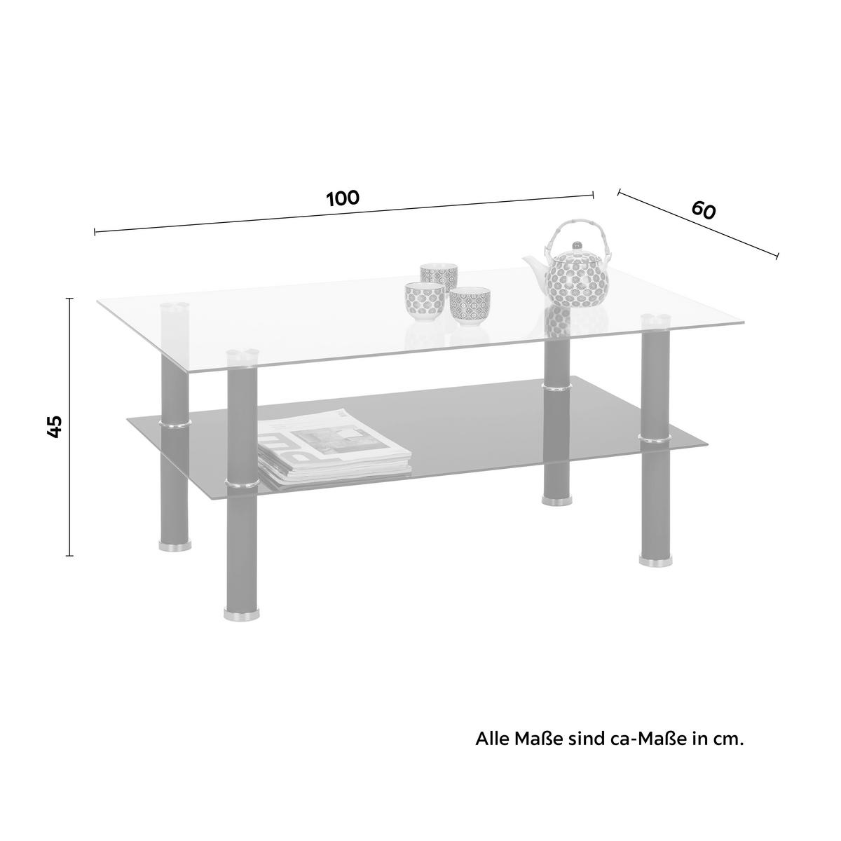 Konferenční stolek DAYTONA - černá/čiré, Moderní, kov/sklo (100/45/60cm) - Based