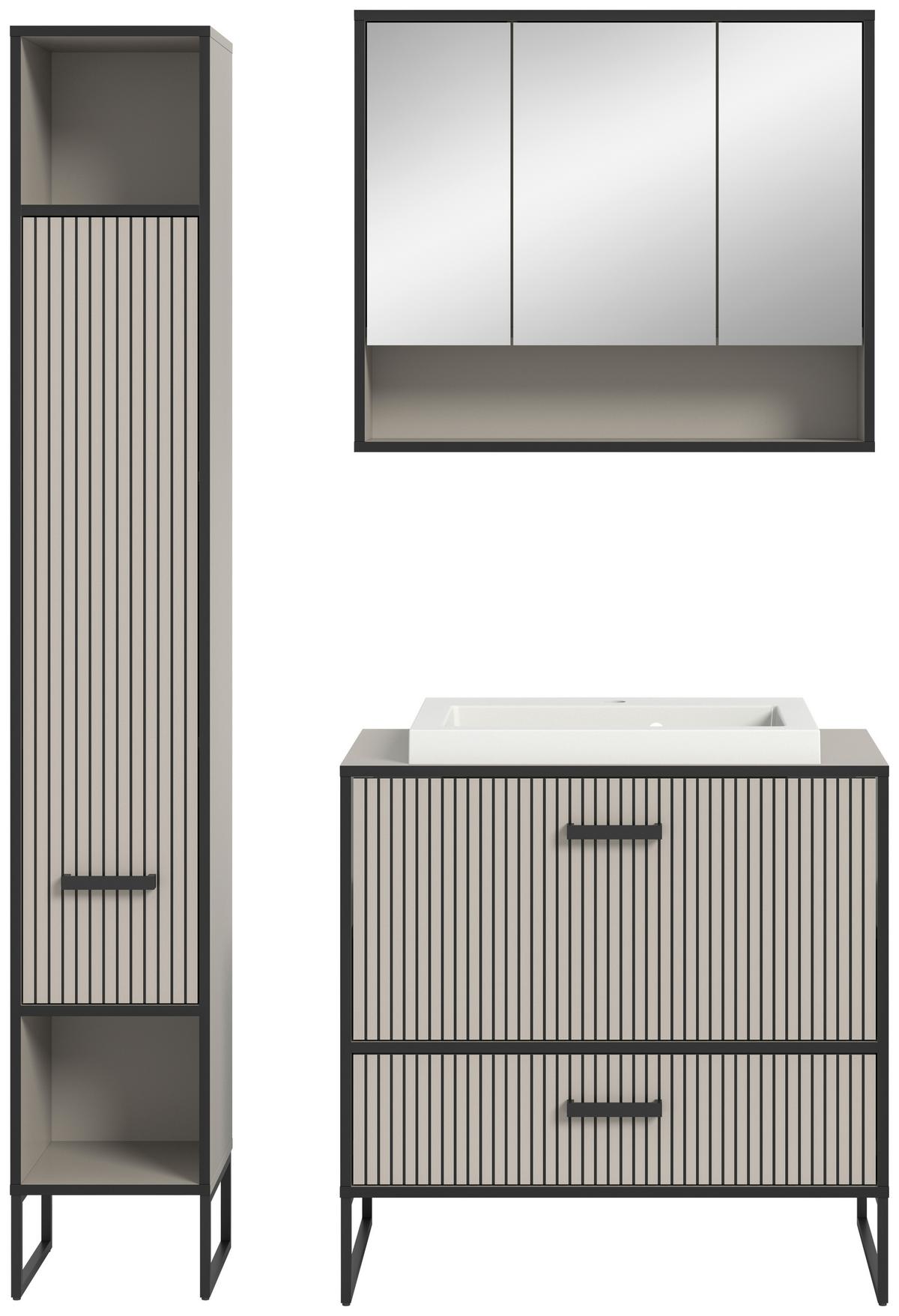 Badezimmer Bagno Schwarz/kaschmir B:110cm - Kaschmir/Schwarz, MODERN, Holzwerkstoff (110cm) - MID.YOU