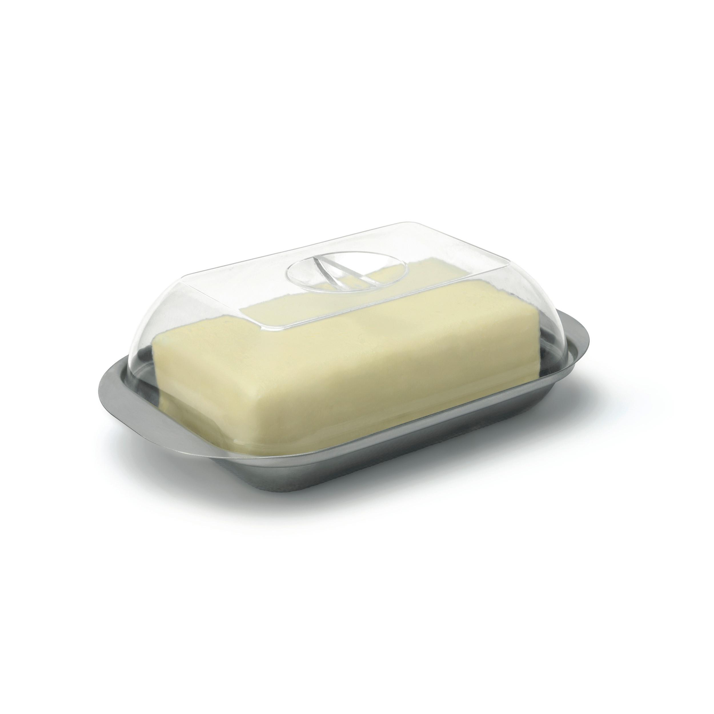 Butterdose Transparent/Edelstahl - Edelstahlfarben/Transparent, Basics, Kunststoff/Metall (17,9/5,5/11,2cm)