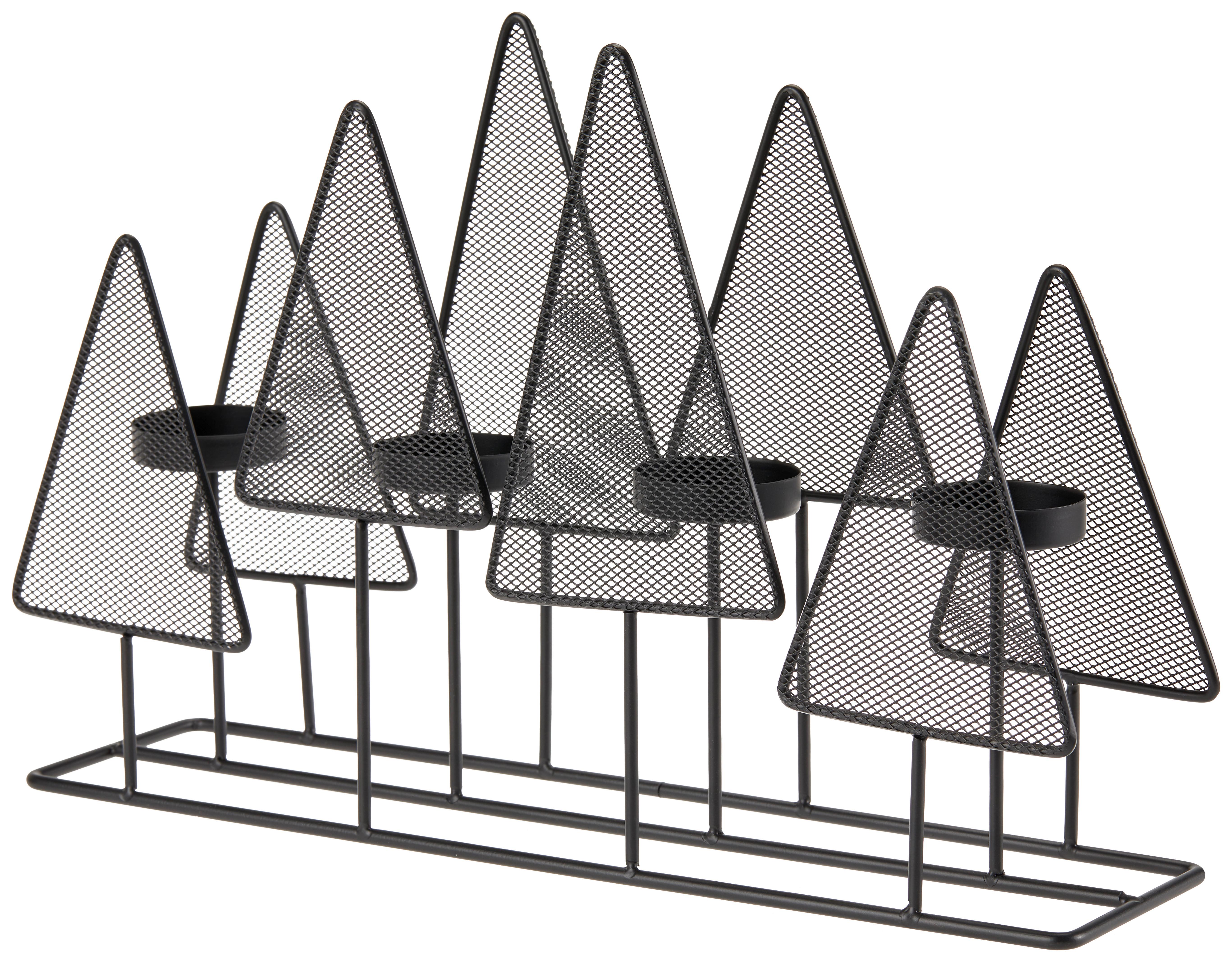 Teelichthalter Davut Metall Schwarz 4 Teelichter - Schwarz, KONVENTIONELL, Metall (39/9/23cm)