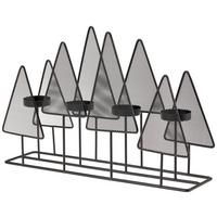 Teelichthalter Davut Metall Schwarz 4 Teelichter - Schwarz, KONVENTIONELL, Metall (39/9/23cm)