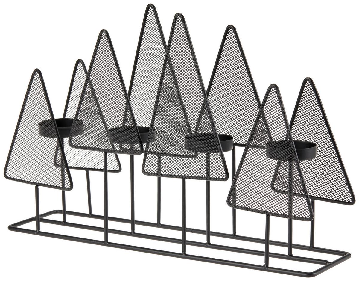 Teelichthalter Davut Metall Schwarz 4 Teelichter - Schwarz, KONVENTIONELL, Metall (39/9/23cm)
