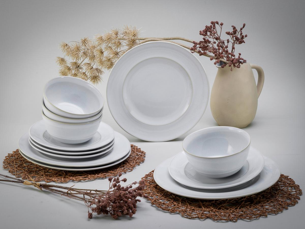 Kombinovaný servis Antique,12 dielny pre 4 osoby - biela, Basics, keramika - Creatable