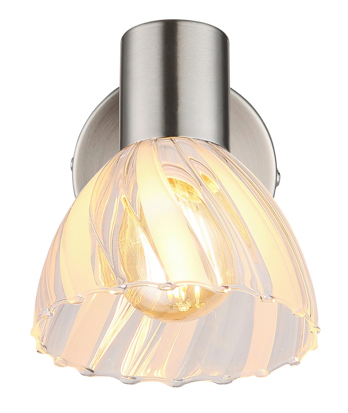 Strahler Zachery Nickelfarben D: 10 cm - Nickelfarben, KONVENTIONELL, Glas/Metall (10/12,5cm) - Globo