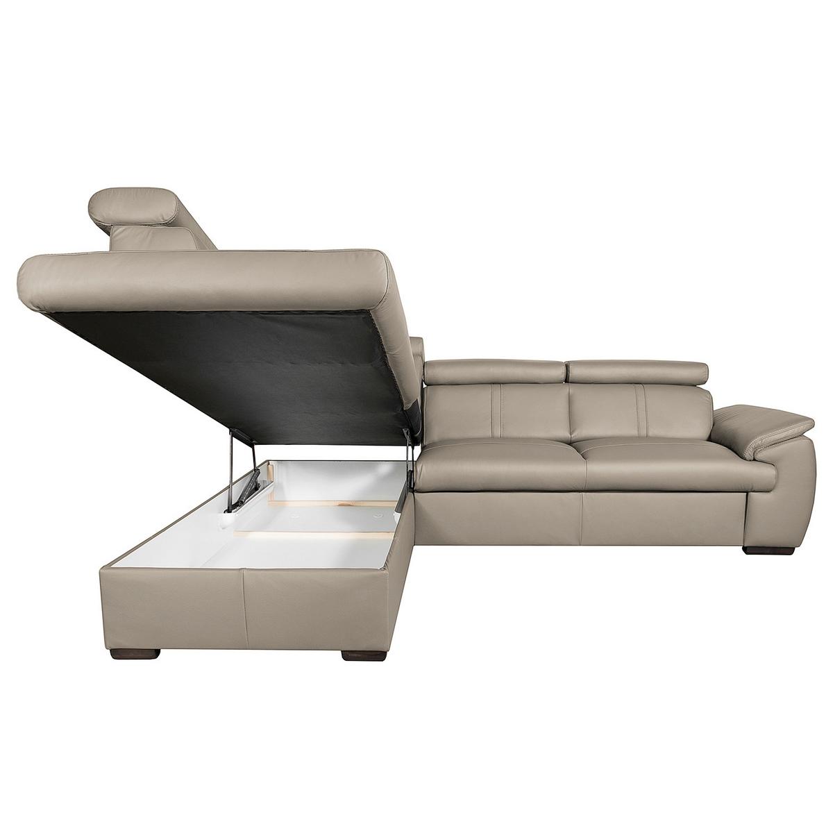 Ecksofa City Hellgrau S: 211x265 cm - Wengefarben/Hellgrau, Design, Leder (211/265cm) - Livetastic