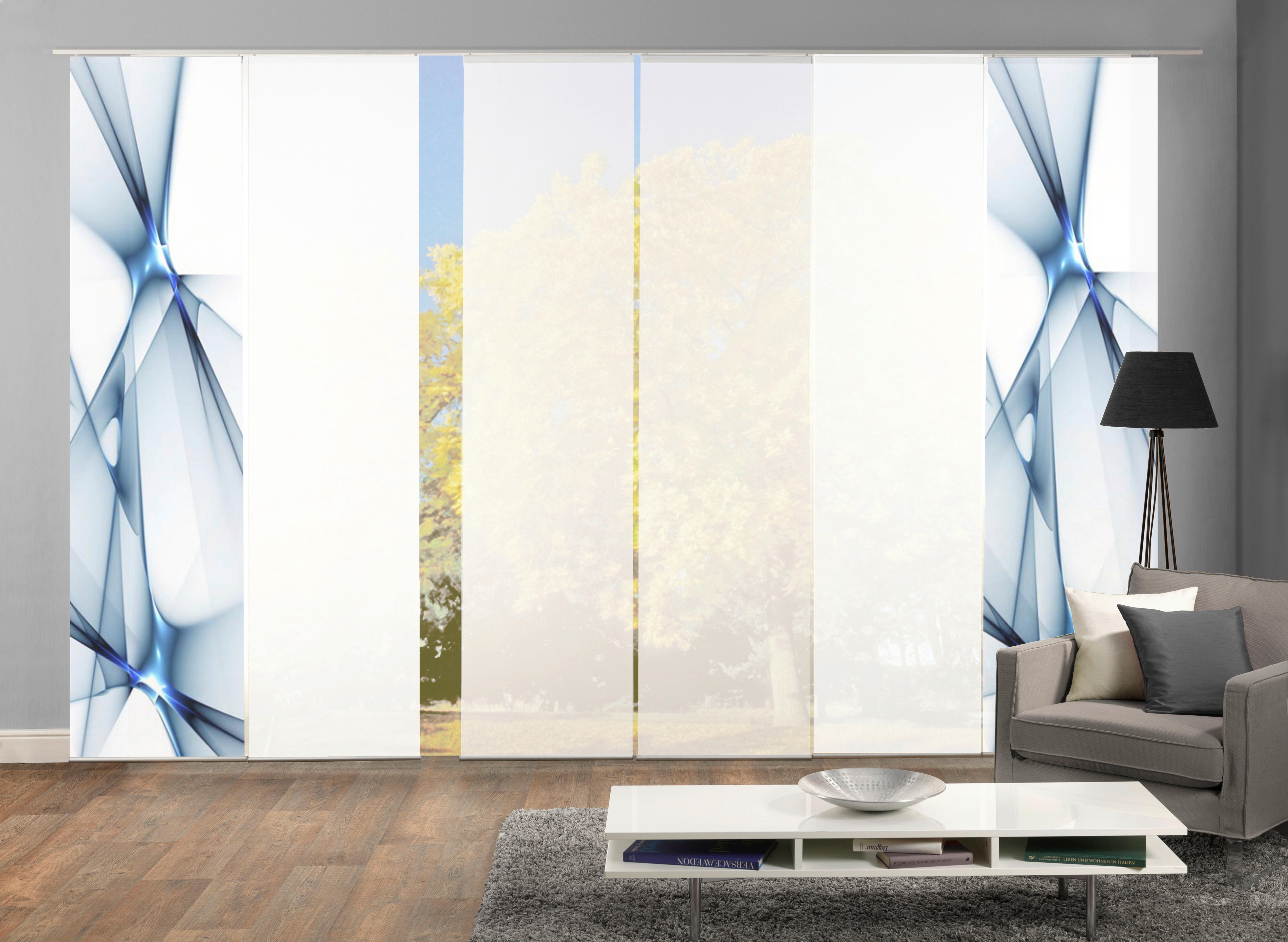 Flächenvorhang 6-tlg. Franklin B: 60 Cm, Blau - Blau, Basics, Textil (60/245cm)