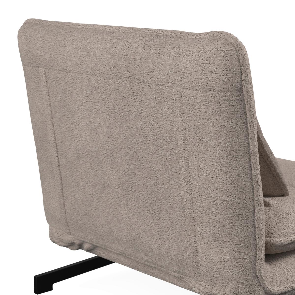 Rozkladacie kreslo LUNA, béžové buklé, max.120 kg - čierna/béžová, Modern, kov/textil (92/40/66cm) - Bessagi Home