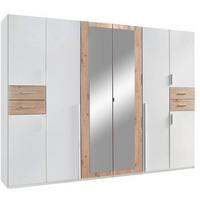 Drehtürenschrank Mit Spiegel + Laden B: 270 cm Vegas, Weiß - Eiche Artisan/Weiß, Basics, Holzwerkstoff (270/208/58cm) - MID.YOU