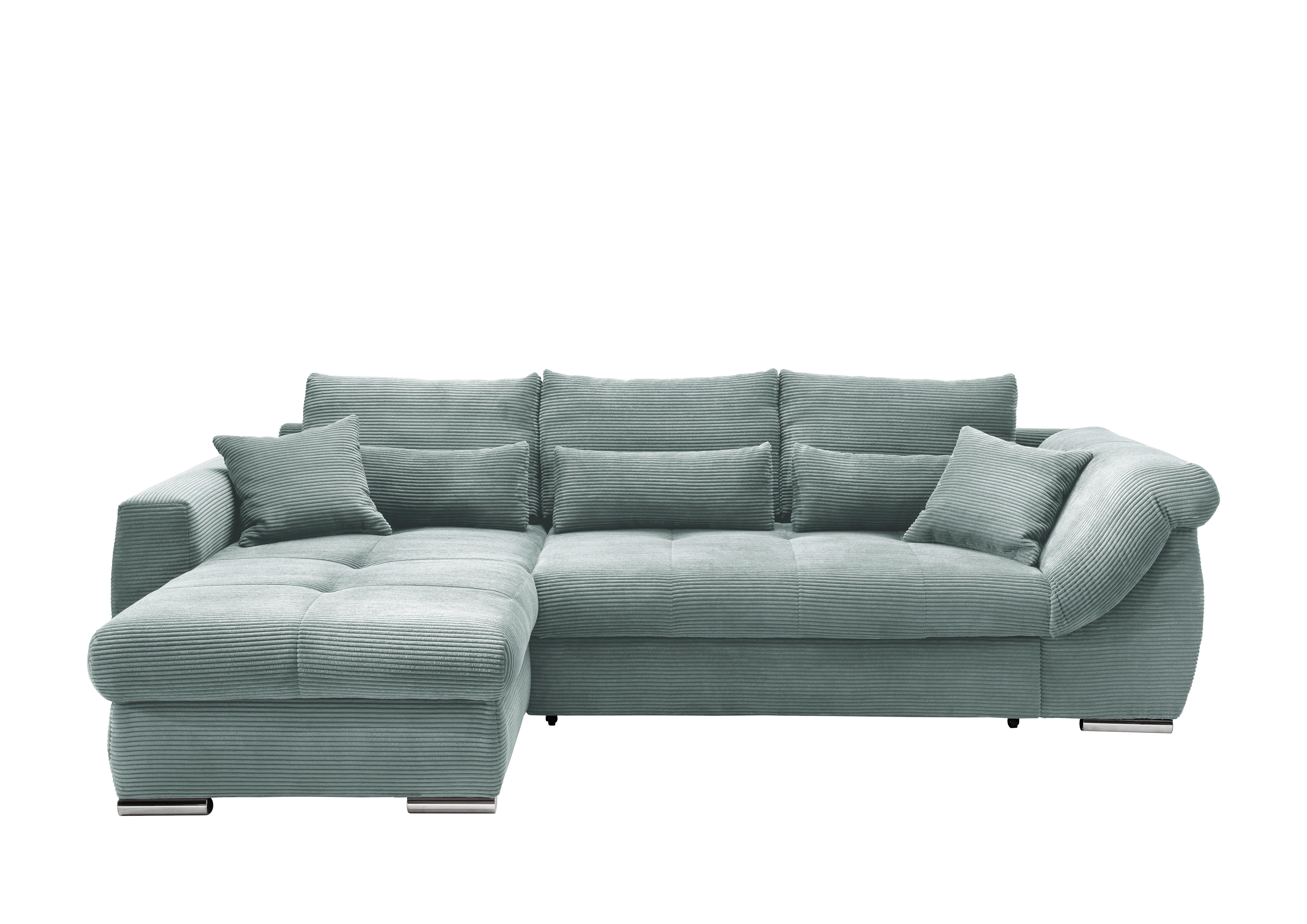 Ecksofa Federico Hellblau S: 188/302 cm - Chromfarben/Hellblau, MODERN, Textil (188/302cm) - MID.YOU